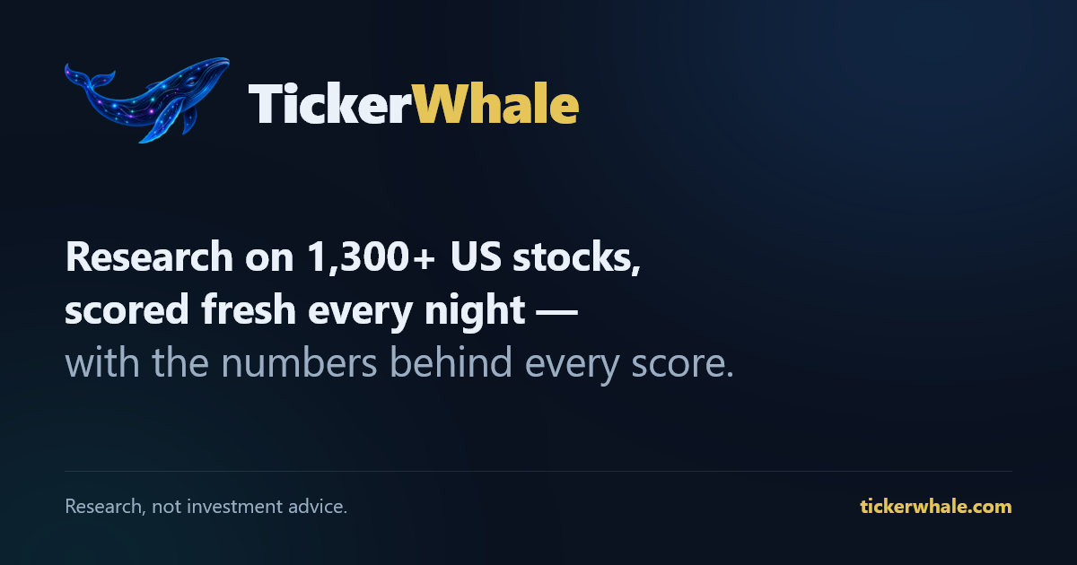 Show HN: TickerWhale – nightly 0-100 scores and fair values for 1,300 stocks